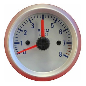 2" BRUSHED SILVER FACE TACHO GAUGE. SILVER BEZEL - BC Direct