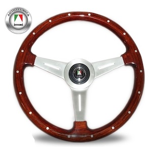 365MM WOODGRAIN SILVER 3 SPOKE CLASSICO IVORY RIM STUDS - AUTOTECNICA - BC Direct