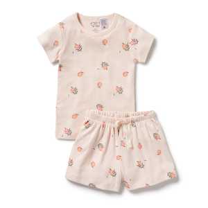 Wilson & Frenchy - Organic Pointelle Short Sleeved Pyjamas - Peaches