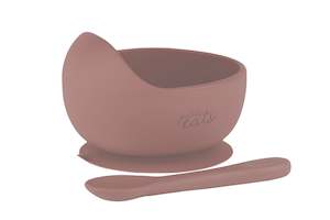 Petite Eats - Suction Bowl and Spoon - Dusky Rose