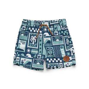 Womenswear: Crywolf - BOARD SHORT - Blue Postcards