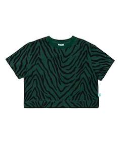 Womenswear: GRLFRND - Tiger Stripe Crop Tee - Green