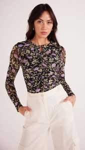 MINK PINK - NOCTURNE MESH TOP - Lilac Floral