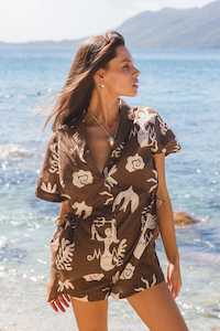 Palm Collective - Ariel Playsuit - Chocolate/ Vanilla