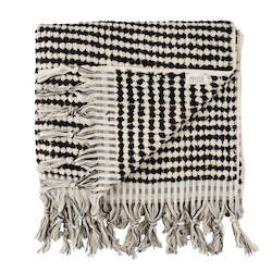 Towels: MAYDE - Crescent Beach Towel - Black & White