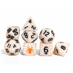 Orange Spider - 8 Piece  Polyhedral Dice Set + Dice Bag