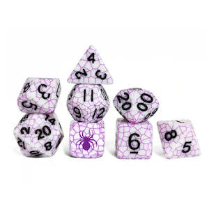 Purple Spider - 8 Piece  Polyhedral Dice Set + Dice Bag