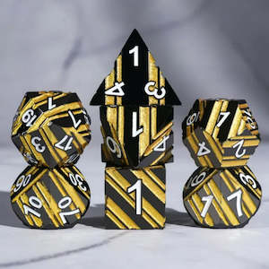 Metal Dice: Bumblebee - 7 Piece Metal Polyhedral Dice Set & Dice Case