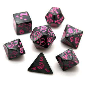 Bea Familiar - 7 Piece Polyhedral Dice Set + Dice Bag