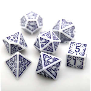 Eldritch Dawn - 7 Piece Polyhedral Dice Set + Dice Bag