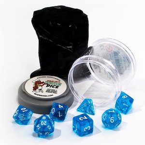 Lucky Dice Clear Blue Pizza Dungeon Dice by Reaper Miniatures - 7 Piece Polyhedr…