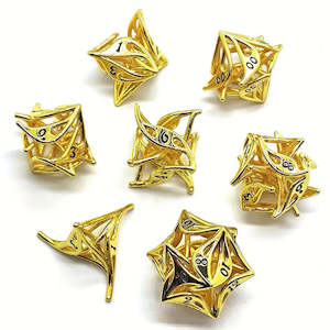 Summer - 7 Piece Hollow Metal Polyhedral Dice Set & Dice Case