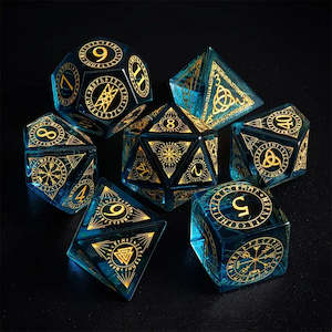 Arcane Myths - Handcrafted Glass Dice Set & Dice Case