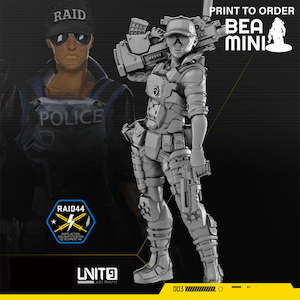 Miniatures: Cyberpunk Police Officer Lt. Justine Clevel | BeaMini Print to Order Miniatures