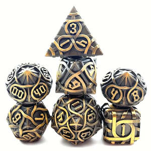 Gordian Knot - 7 Piece Metal Polyhedral Dice Set & Dice Case