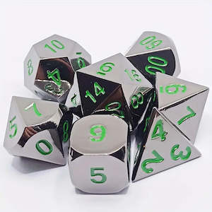 Feywild Steel 7 Piece Metal Polyhedral Dice Set & Dice Case