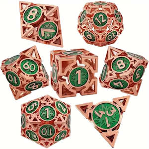 Brothers In Arms - 7 Piece Hollow Metal Polyhedral Dice Set & Dice Case