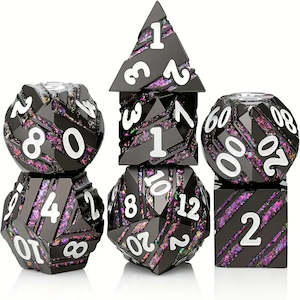 Eldritch Power Stone - 7 Piece Metal Polyhedral Dice Set & Dice Case