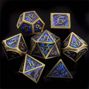 Metal Dice: The Fallen - 7 Piece Metal Polyhedral Dice Set & Dice Case