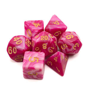 Astilbe - 7 Piece Polyhedral Dice Set + Dice Bag