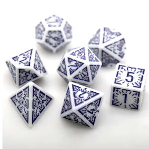 Purple Dawn - 7 Piece Polyhedral Dice Set + Dice Bag