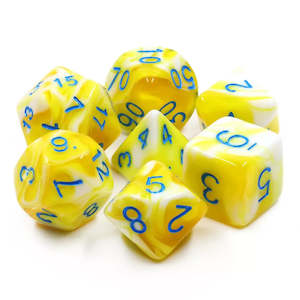 Resin Dice: Big Bird - 7 Piece Polyhedral Dice Set + Dice Bag