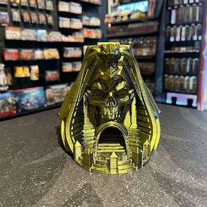 Dice Towers: 3D Printed Dice Tower - Pharaoh Skull (Green/Black)