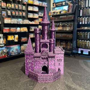 3D Printed Dice Tower - Paladin Castle (Black/Purple)