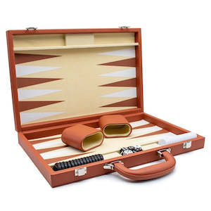 LPG Classics Leather Backgammon Set - Brown