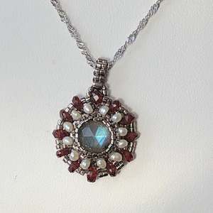 Beaded Charm Pendants: Labradorite Mandala Pendant