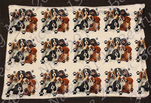 White Pawprint Cavalier Minky Blanket