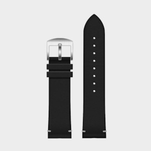 Watch: 20mm Black Italian Leather Strap