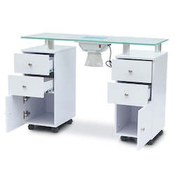 Manicure Table- Glass Top (Assembled)