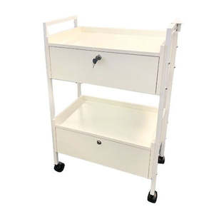 Toiletry wholesaling: Two Tier Trolley - Double Drawer (Cream White)