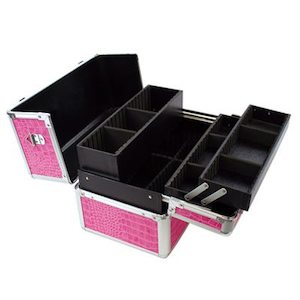 Makeup Case (Hot Pink Crocodile Pattern)