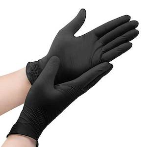 Toiletry wholesaling: Black Nitrile Gloves Heavy Duty - Medium