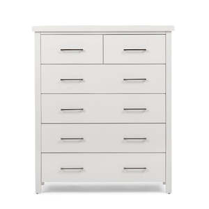 Furniture: Monarch White 6 Drawer Tallboy