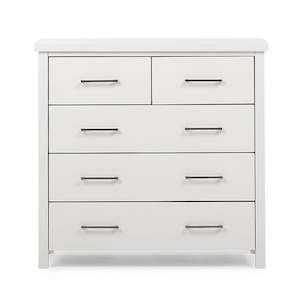 Furniture: Monarch White 5 Drawer Tallboy