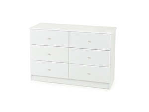 Bed: Kingston White 6 Drawer Lowboy