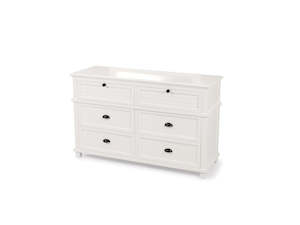 Bed: Coastal 6 Drawer Lowboy