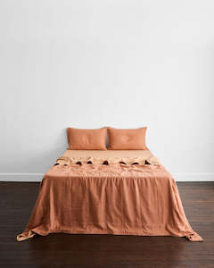 Terracotta & Hazelnut Two-Tone Quilted Bed Cover