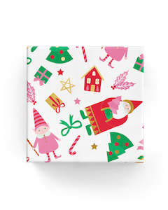 2024 Christmas Range: Santa and Friends Wrap Red Pink Green