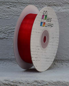 25mm Cut Edge Organza: Cut Edge Organza 25mm X 50mtrs Red