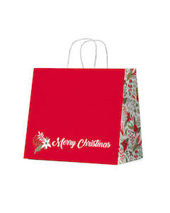 Christmas Bags 2022: Xmas Flowers & Berries on White Wide Gusset Large