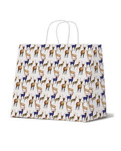 Christmas Bags 2022: Reindeer on White Wide Gusset Large