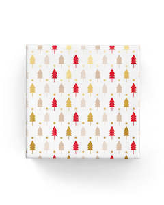 Xmas Trees Wrap Beige Red Gold