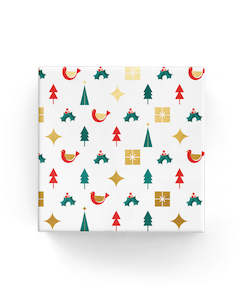 Xmas Icons Wrap Gold Green Red