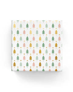 Xmas Trees Wrap Sage Apricot Gold