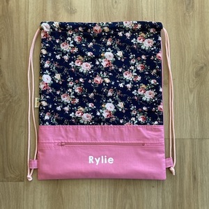 Clothing accessory: Navy Floral, Personalised Swim Bag - Collections – bee Moore