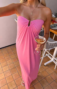 Womenswear: Brynner Pink Strapless Maxi Dress